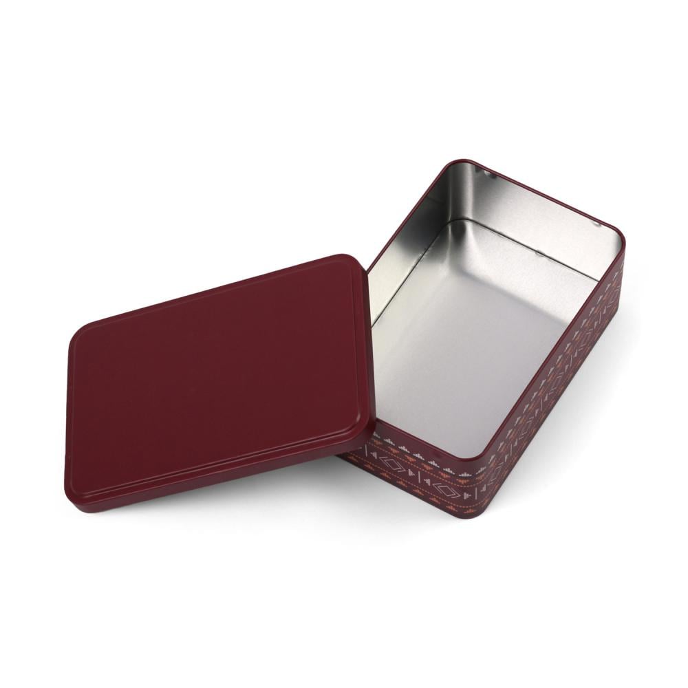 علبة معدنية للتخزين والتعبئة لون عودي بنمط السدو -(1) حبة