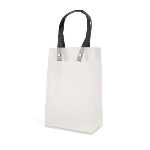 Set of (6) transparent plastic gift bags with black handle