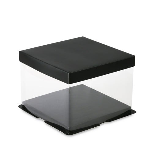 Transparent box with a rectangular black paper base | 22*22*16 cm