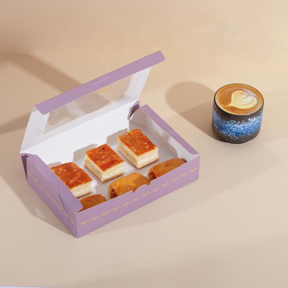 Purple Paper Boxes with clear window - (12) pieces | 21.2*13.5*5 cm