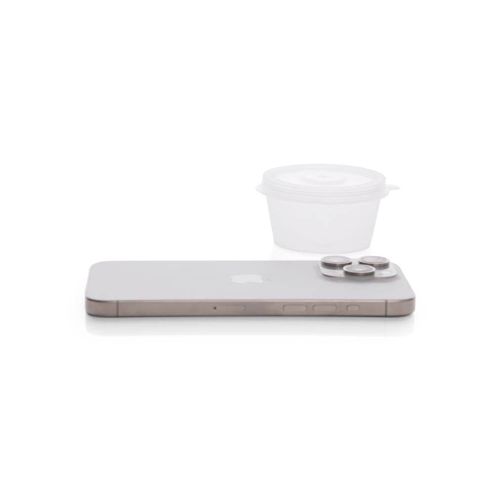 A set of (50) transparent plastic containers for sauces with a continuous lid and an engraved frame - 90 ml