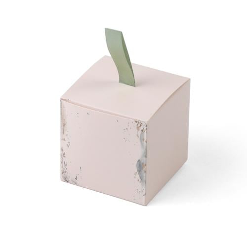 Beige square gift box with leaf design - (12) pieces | 8*8*8 cm