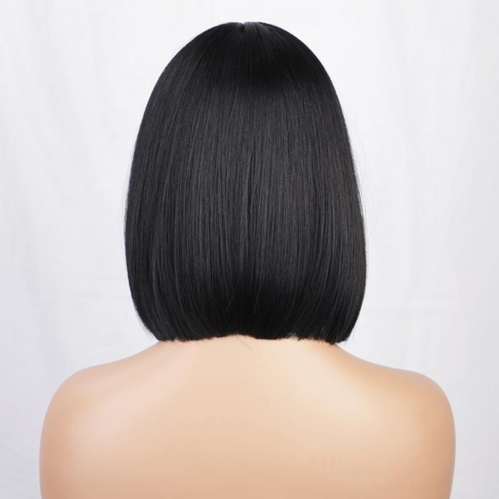 باروكة شعر أسود جذور أمامية ناعم