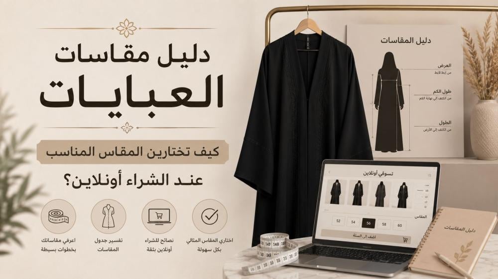 دليل مقاسات العبايات | كيف تختارين المقاس المناسب عند الشراء أونلاين؟