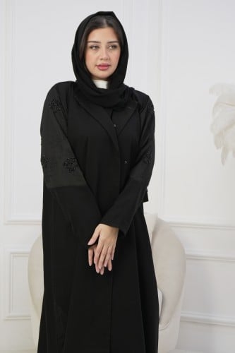عبايه بقماش كتان بشقل شك على الاكتاف