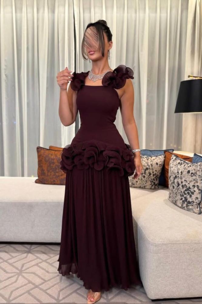 فستان ناعم كت لون خمري