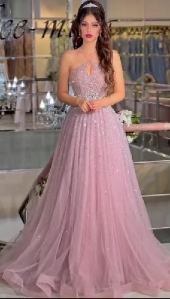 فستان سهره تل مرصع فصوص وكرستال