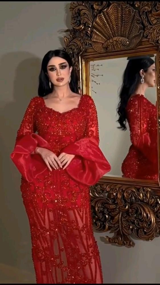 فستان سهره شك فخم احمر