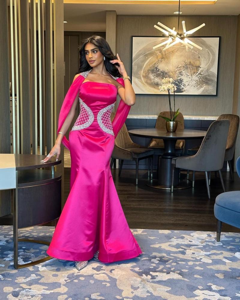 فستان سهرة فوشي انيق