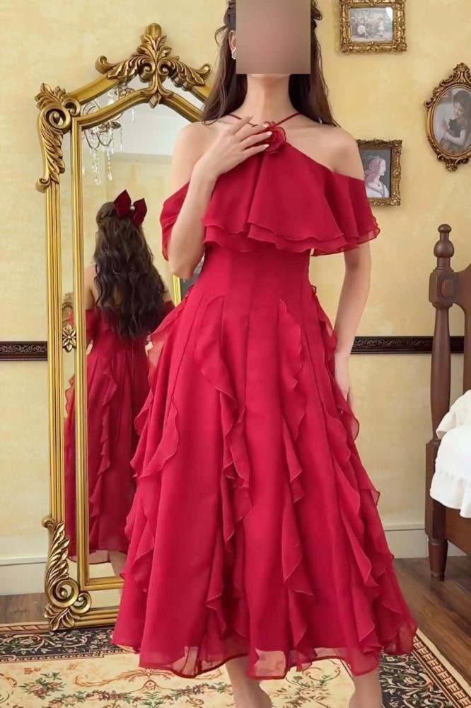 فستان سهره مقفل بأكمام مكشوفة