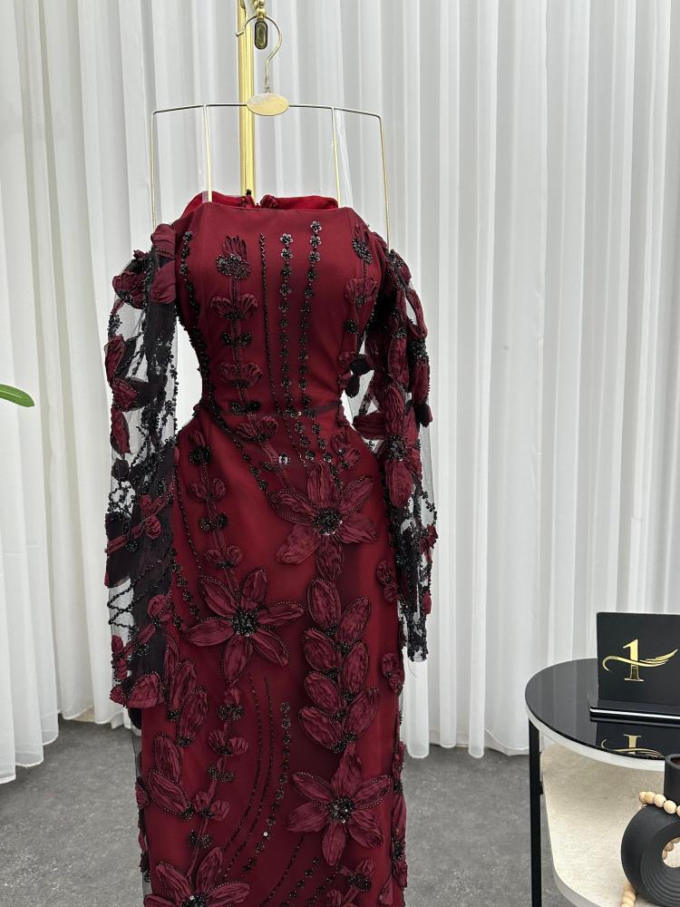 فستان سهرة عودي مشجر روعه