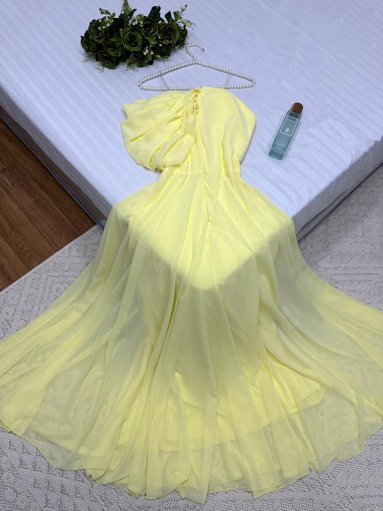 فستان شيفون ناعم بأكمام طويله