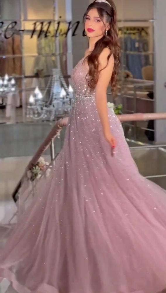 فستان سهره تل مرصع فصوص وكرستال