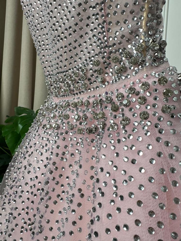 فستان سهره تل مرصع فصوص وكرستال