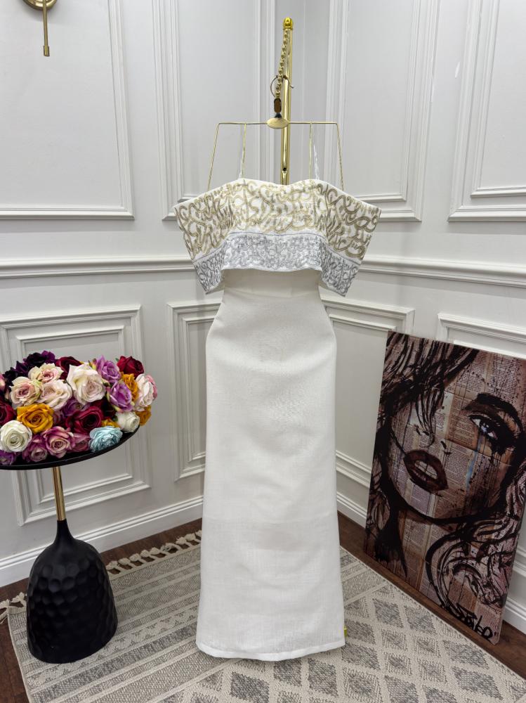 فستان سهره بتطريز كمبيوتر انيق