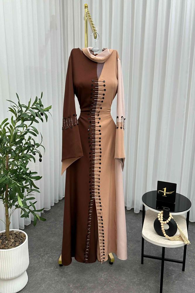 فستان سهره فخم مع شال راقي