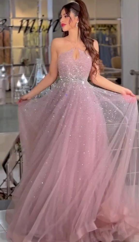 فستان سهره تل مرصع فصوص وكرستال