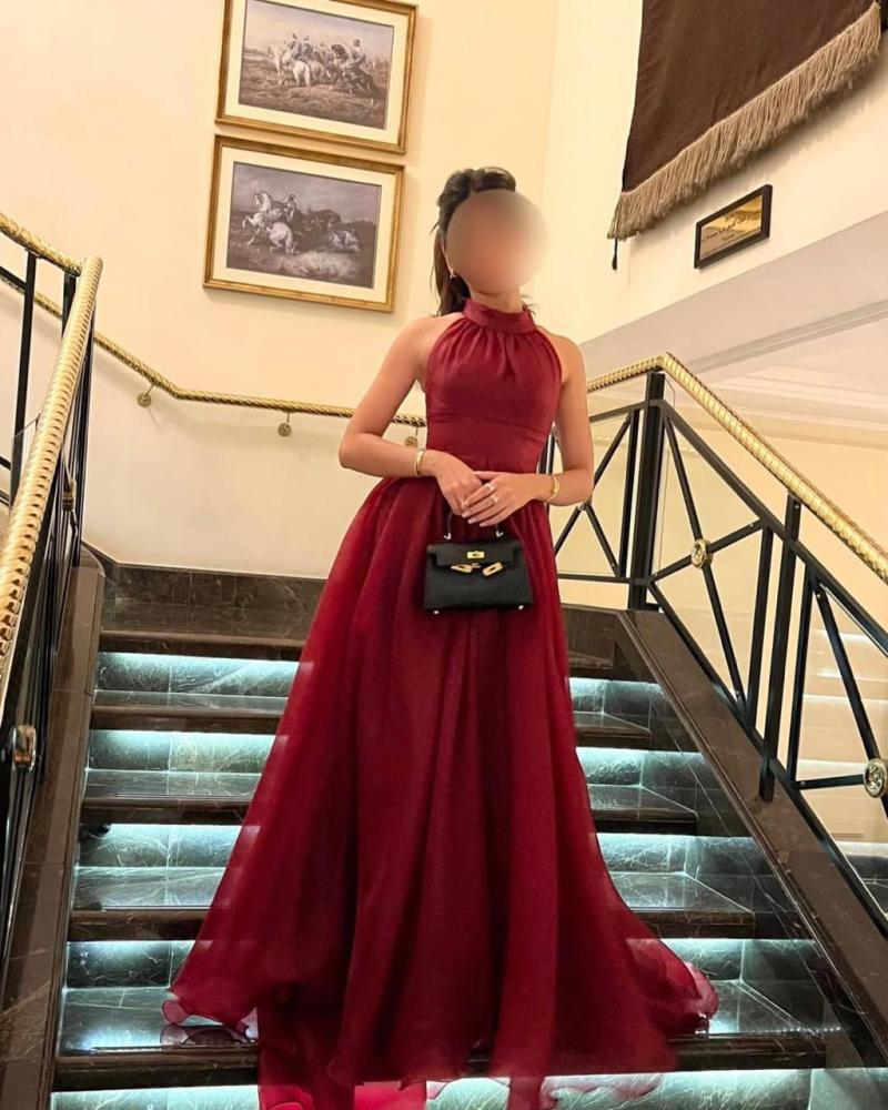 فستان سهره عنابي دبل كلوش