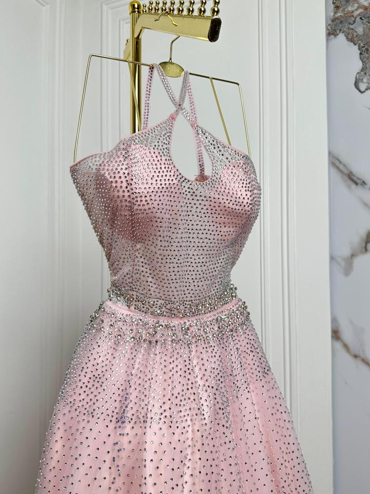 فستان سهره تل مرصع فصوص وكرستال