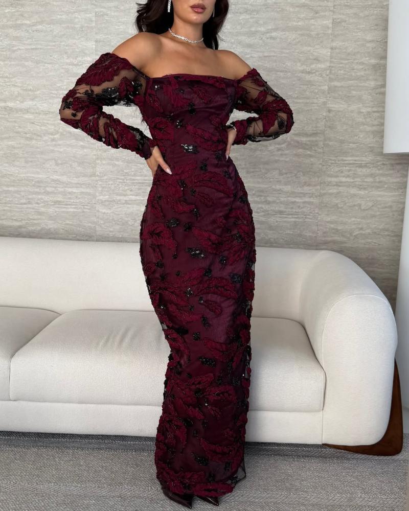 فستان سهرة عودي مشجر روعه