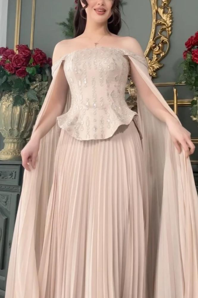 فستان سهره كاب بتطريز فاخر لونين