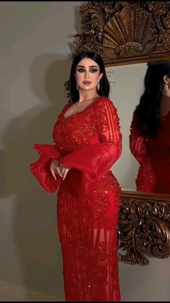 فستان سهره شك فخم احمر