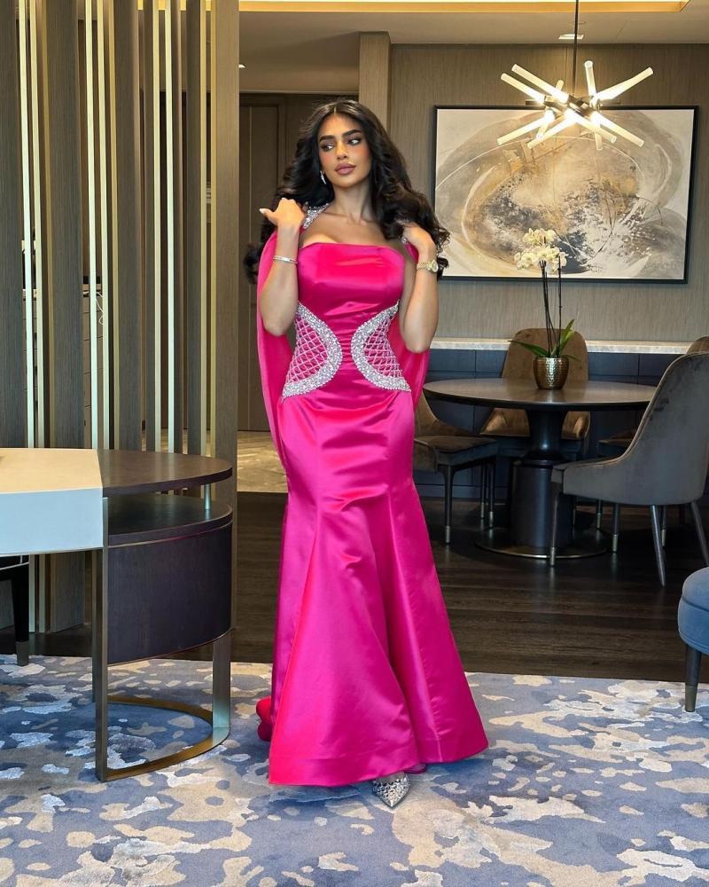 فستان سهرة فوشي انيق