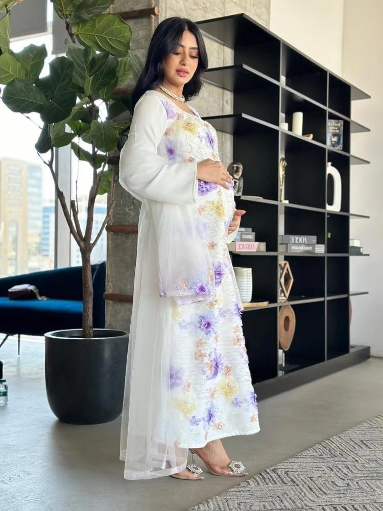 فستان حمل مشجر مع طرحة تل