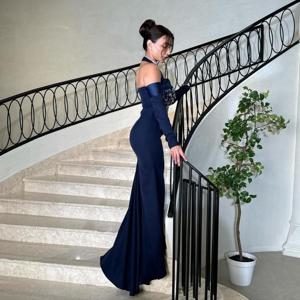 فستان سهره طويل لون كحلي