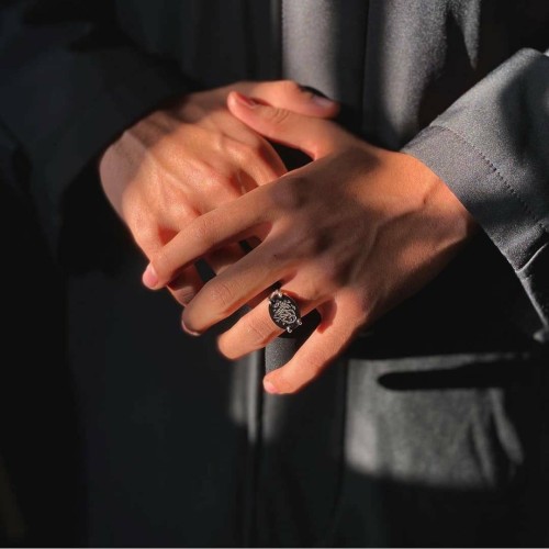 خاتم رجالي فضة ايطالي عيار 925
