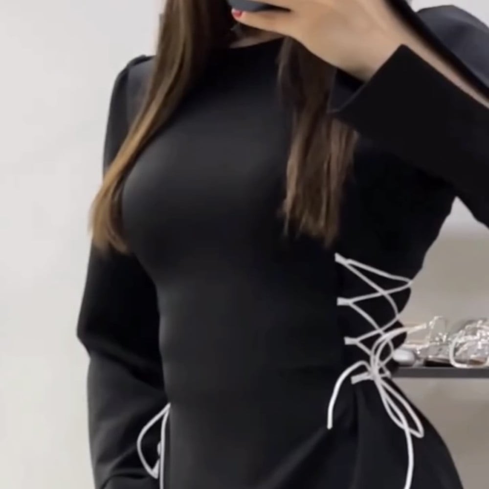 فستان ناعم كم طويل باللون الروز