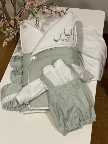 طقم مواليد فستقي 6 قطع
