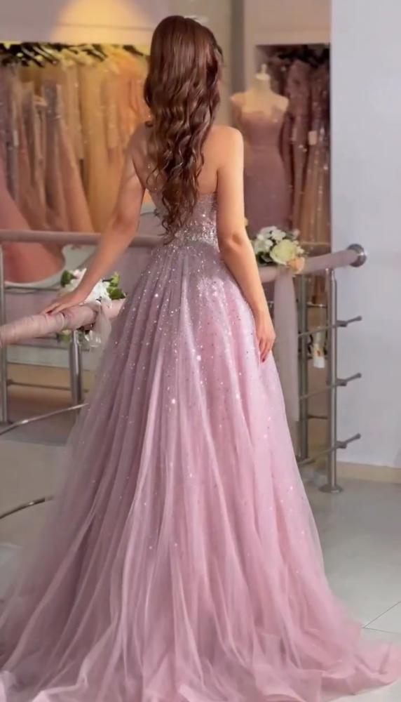 فستان سهره تل مرصع فصوص وكرستال