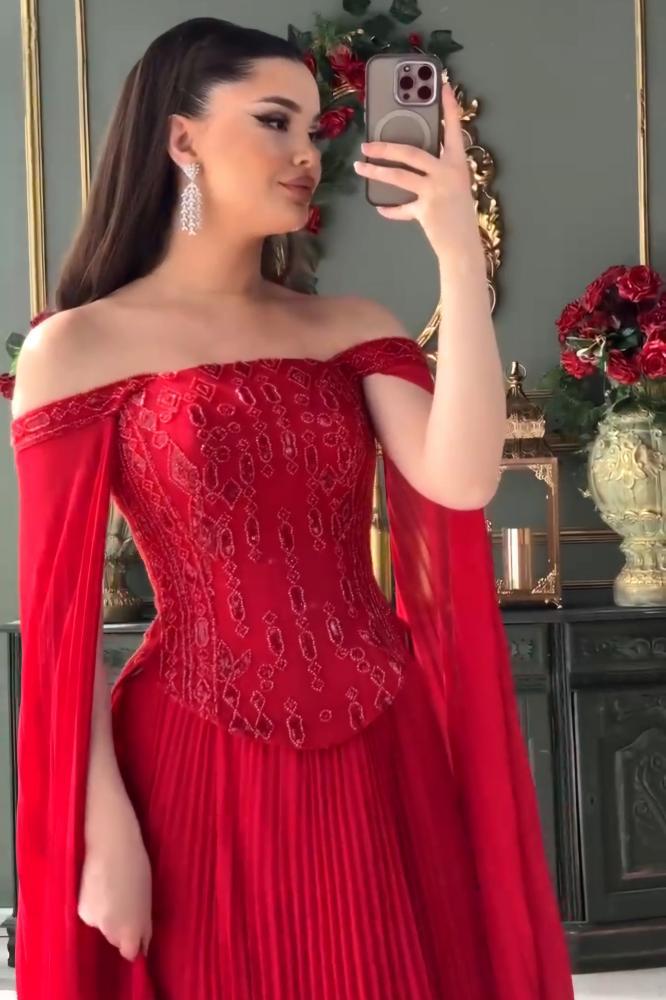 فستان سهره كاب بتطريز فاخر لونين