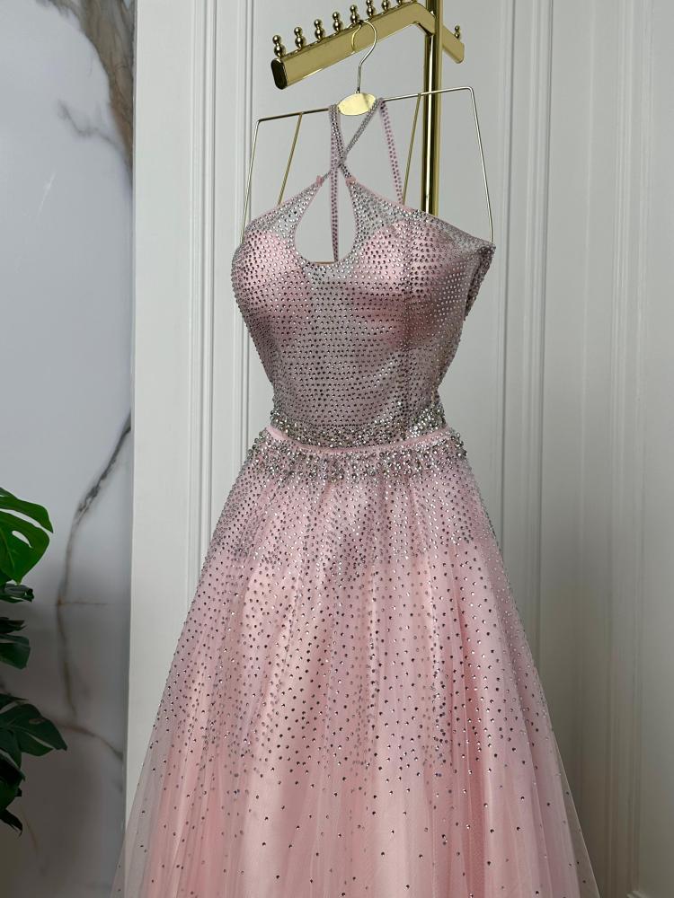 فستان سهره تل مرصع فصوص وكرستال