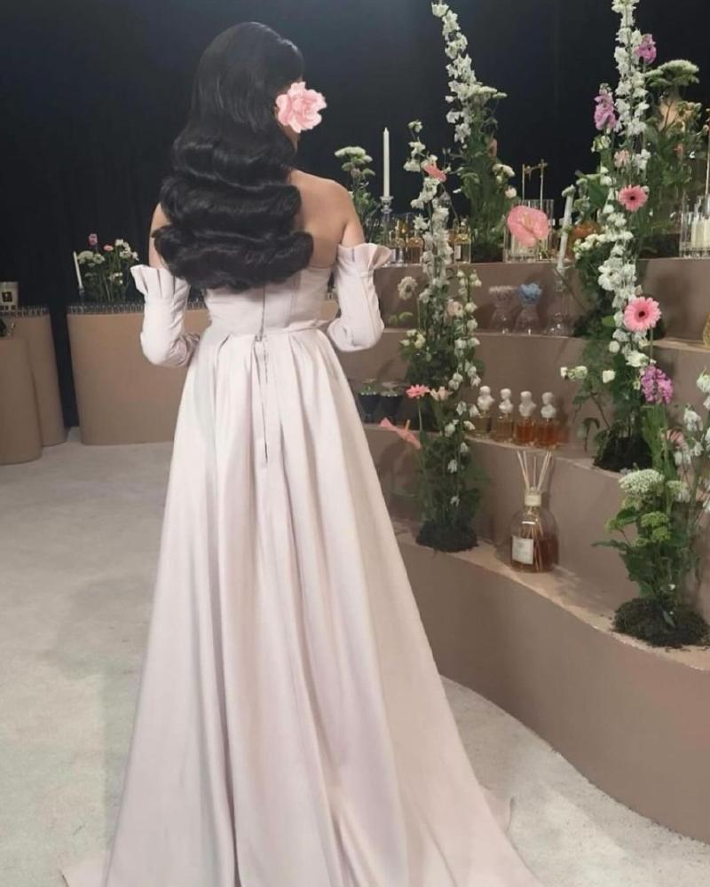فستان سهره لول راقي بلون اوف وايت