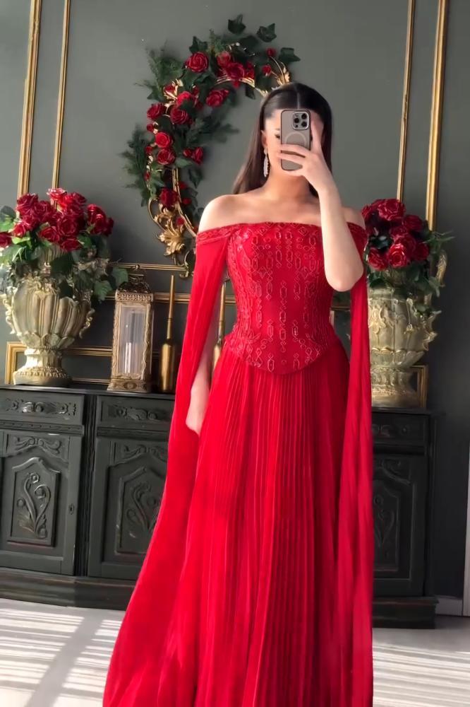 فستان سهره كاب بتطريز فاخر لونين