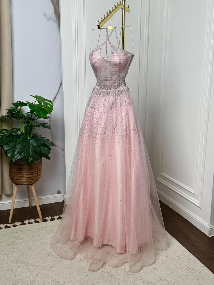 فستان سهره تل مرصع فصوص وكرستال