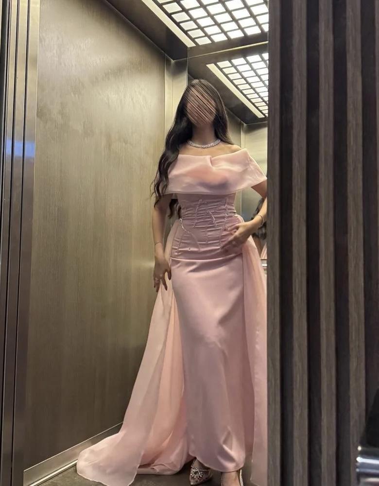 فستان سهرة بخامة اورجانزا وردي أنيق