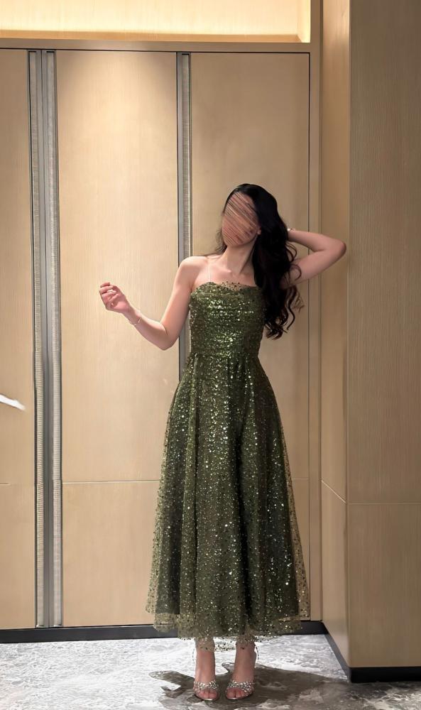 فستان زيتي ترتر بالكامل