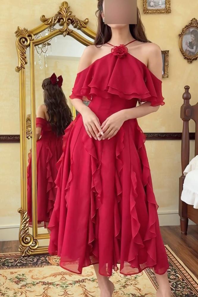 فستان سهره مقفل بأكمام مكشوفة