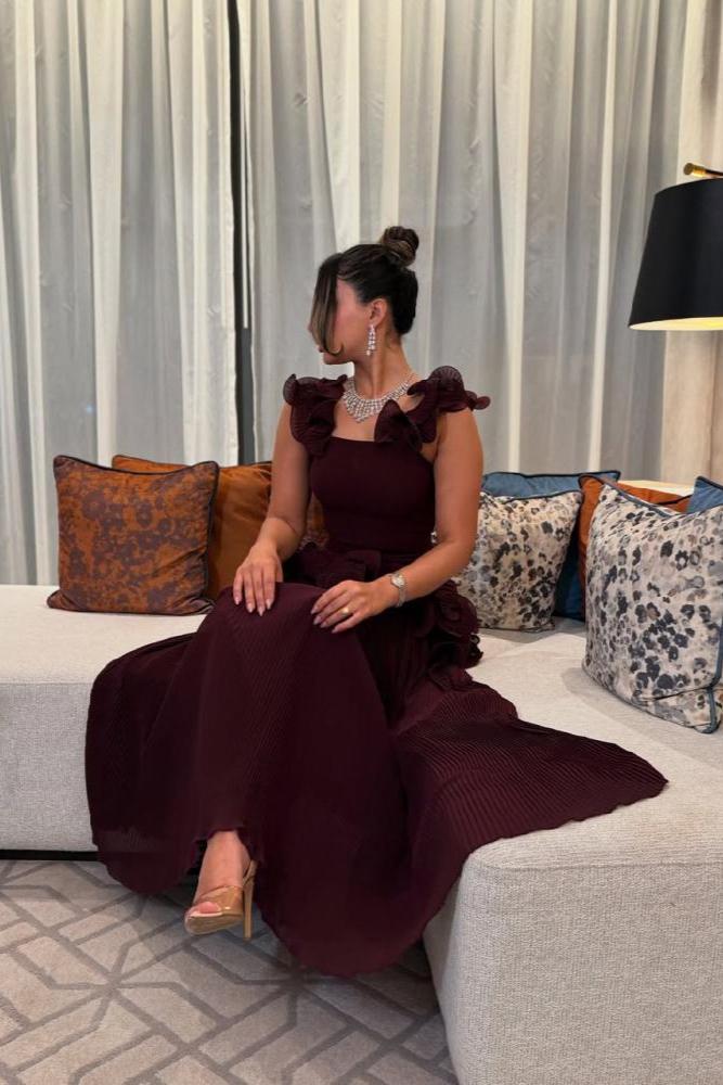فستان ناعم كت لون خمري