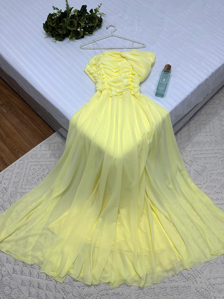 فستان شيفون ناعم بأكمام طويله