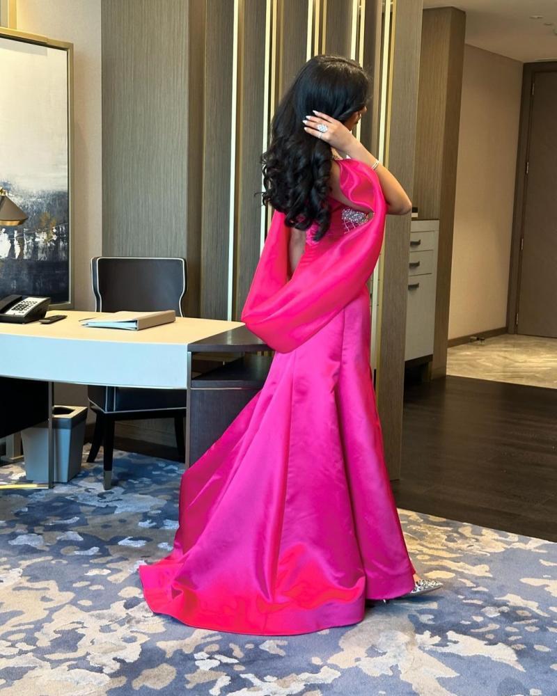 فستان سهرة فوشي انيق