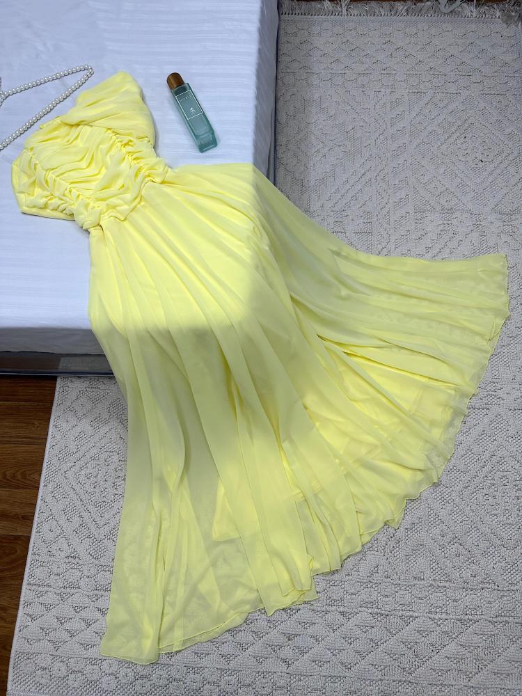 فستان شيفون ناعم بأكمام طويله