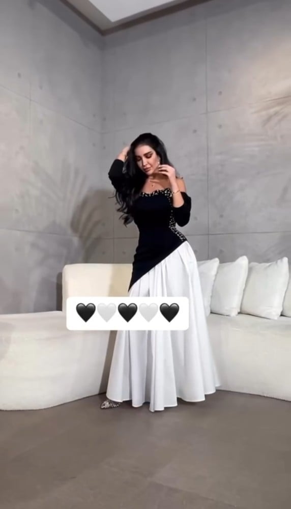 فستان انيق ابيض اسود