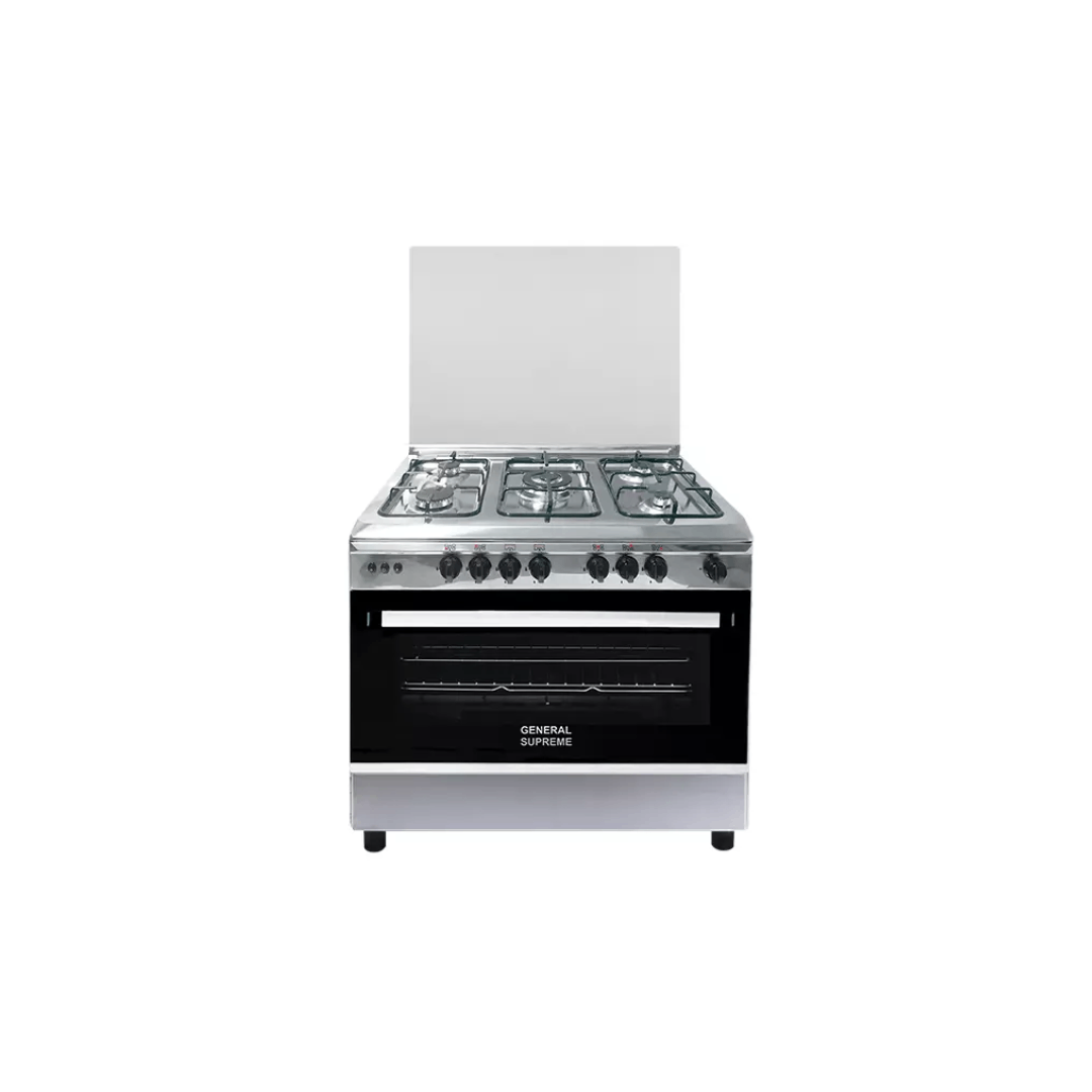 موقد طبخ غاز جنرال سوبريم مقاس 80*60 سم, 5 شعلات غاز , امان كامل ، ستيل GS8650FS
