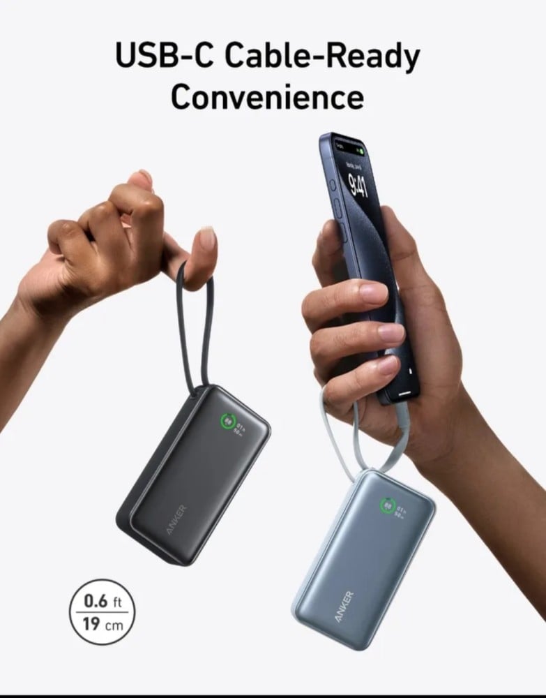 Anker's portable 30W battery pack has a built-in USB-C cable and is down to  $35 now