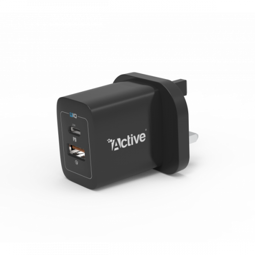 Wall plug with two nano outlets from Active, with a power of 20 watts