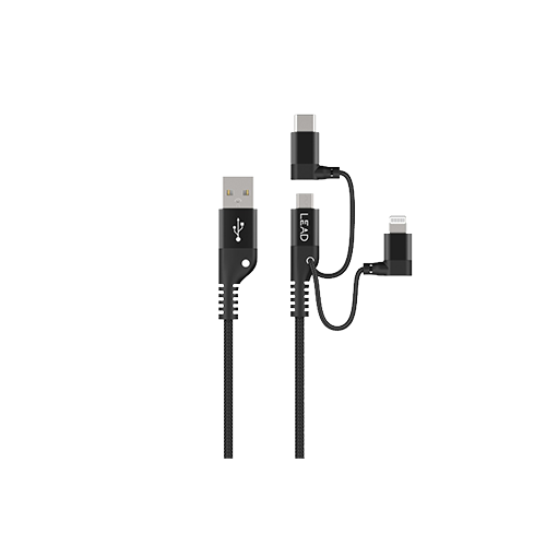 لييد 1.2م لايتنيج معتمد من ابل ملتي اس اس  3 في 1 ميكرو - تايب سي